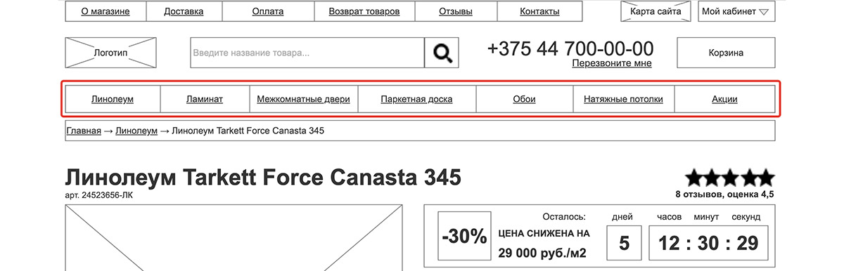 Пример частей молекул интерфейса